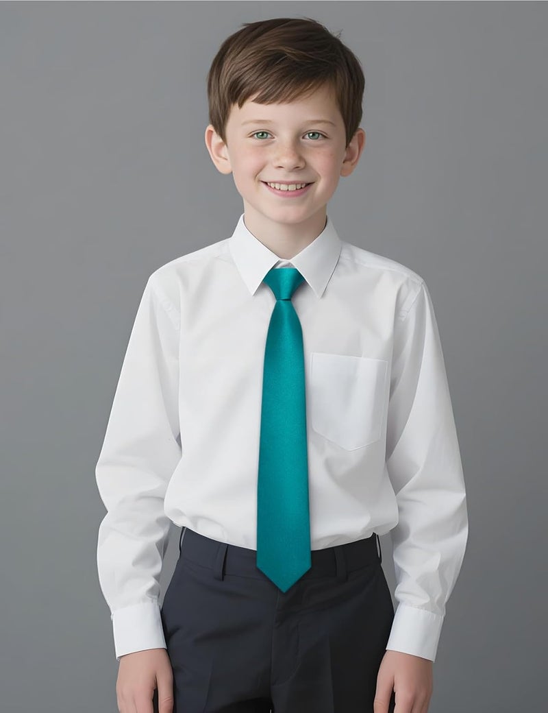 Ailisus Store Boys Tie Solid Color Silk Satin Pre-tied Kids Necktie for Age 8-12 Adjustable Formal Wedding School Graduation - Image 2